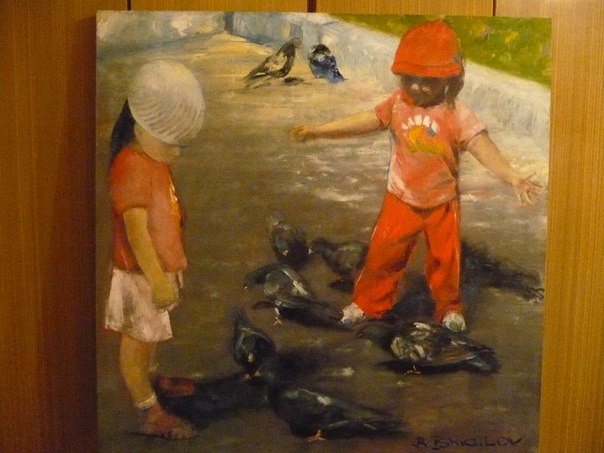 Б. Исмаилов.Дети и голуби, 2012 г.
